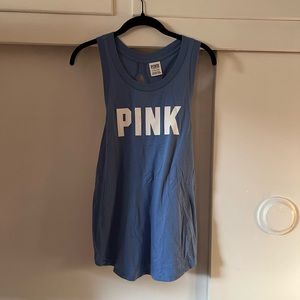 PINK blue open back workout tank. Work once.